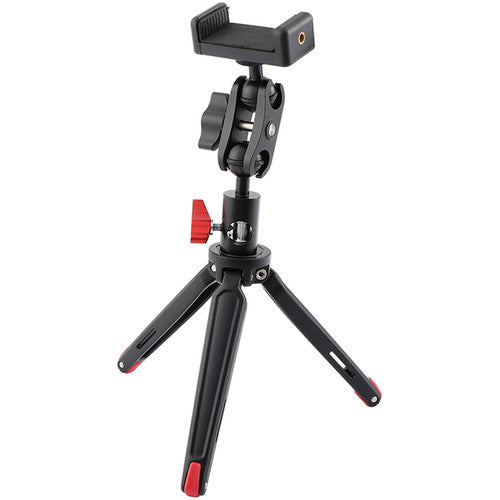 CAMVATE Foldable Mini Tripod with Smartphone Mount & Double Ball Head Peapod Holder