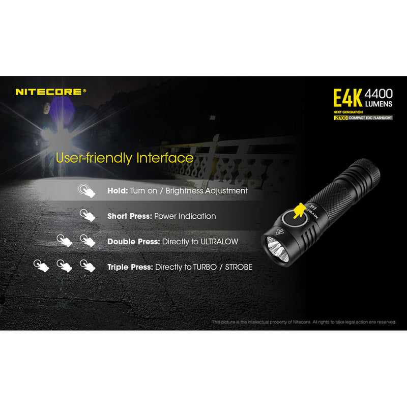 Nitecore E4K Rechargeable LED Flashlight