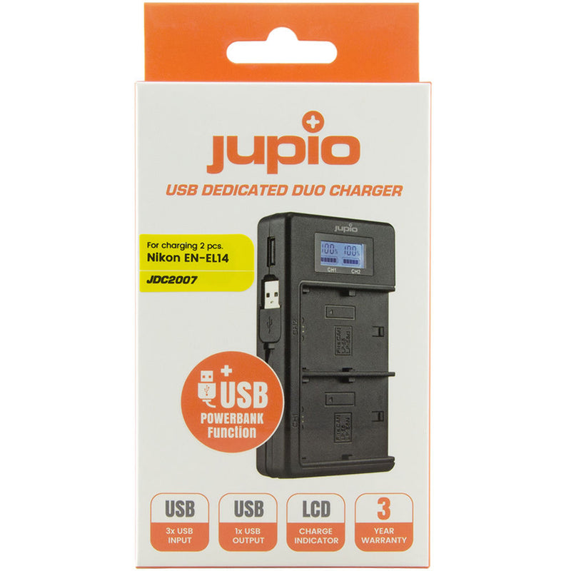 Jupio USB Dedicated Duo Charger for Nikon EN-EL14 Batteries