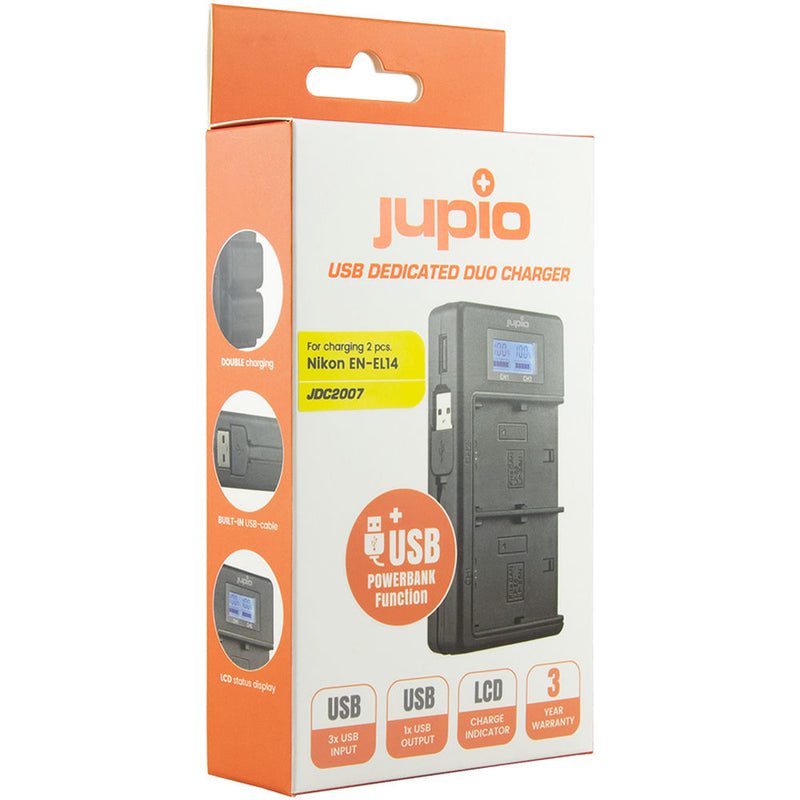 Jupio USB Dedicated Duo Charger for Nikon EN-EL14 Batteries