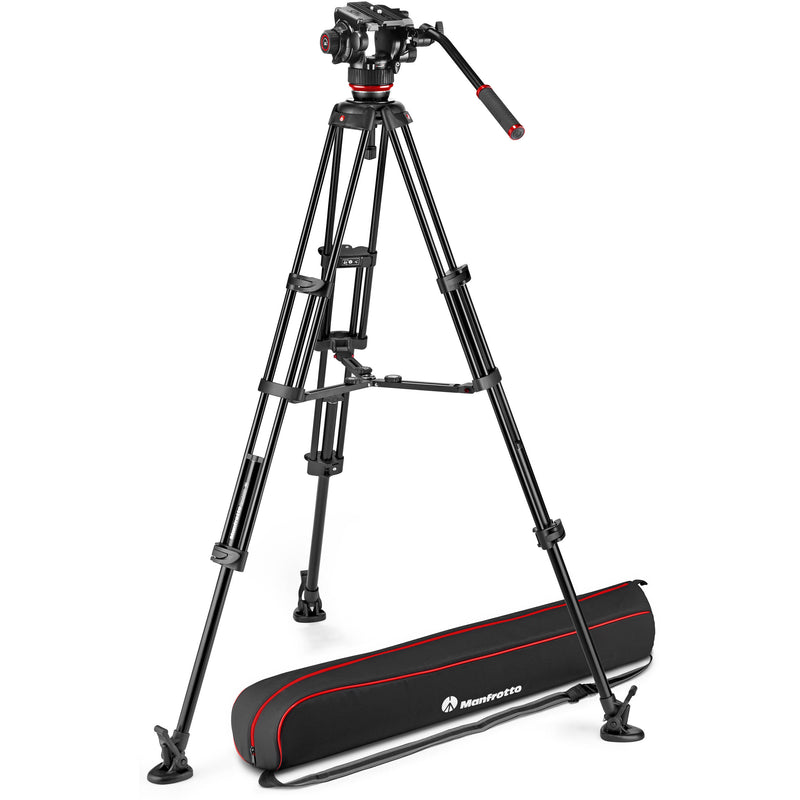 Manfrotto 504X Fluid Video Head & MVTTWINMC Carbon Fiber Tripod with Mid-Level Spreader