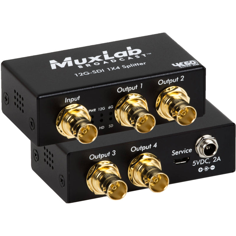 MuxLab 12G-SDI 1x4 Splitter/Distributer for 4 Dispalys, 4K/60