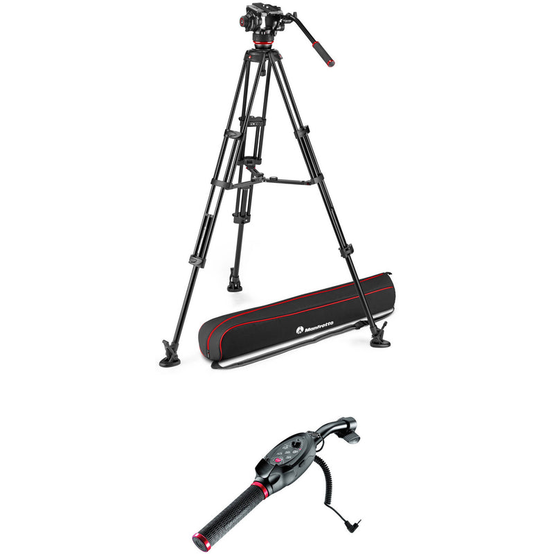 Manfrotto 504X Fluid Video Head & MVTTWINMA Aluminum Tripod with Mid-Level Spreader