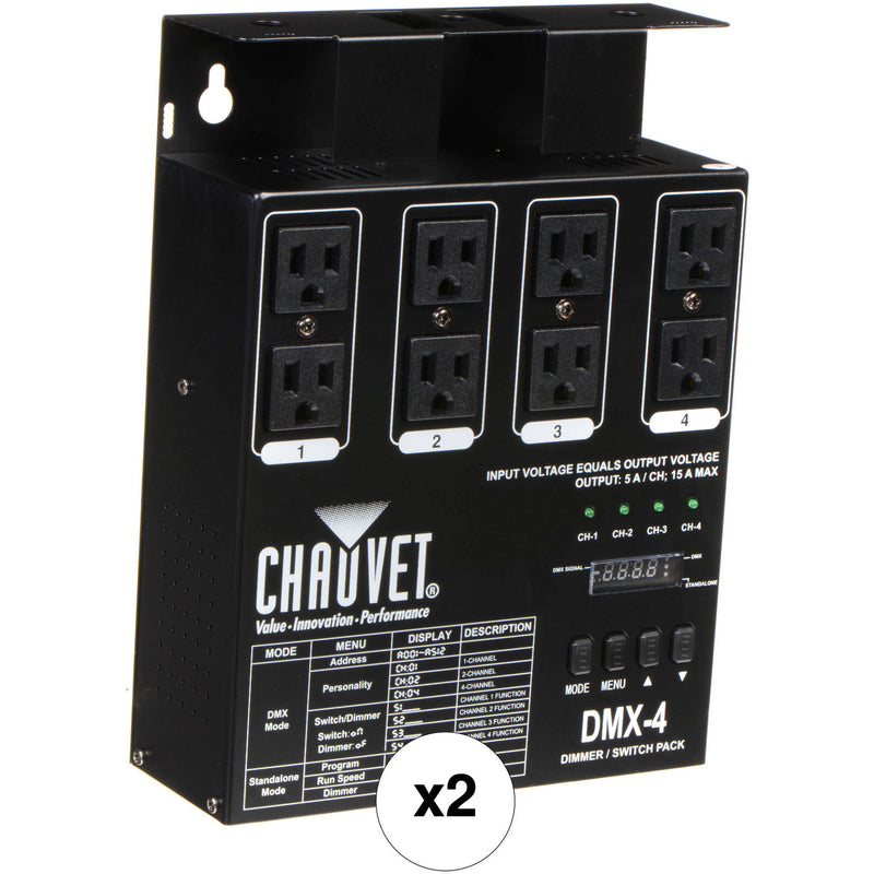 CHAUVET DJ DMX-4 4-Channel Dimmer/Relay Pack Kit for LED Lighting (2-Pack)