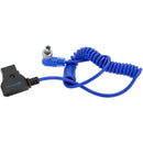 Kondor Blue Coiled D-Tap to Locking DC 2.1mm Right-Angle Cable (16 to 32")