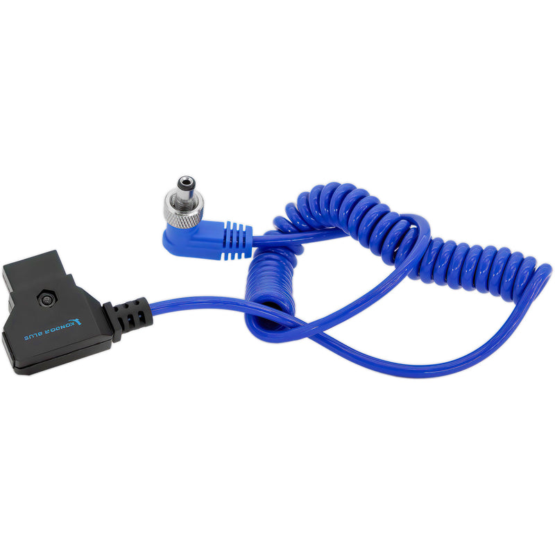 Kondor Blue Coiled D-Tap to Locking DC 2.1mm Right-Angle Cable (16 to 32")