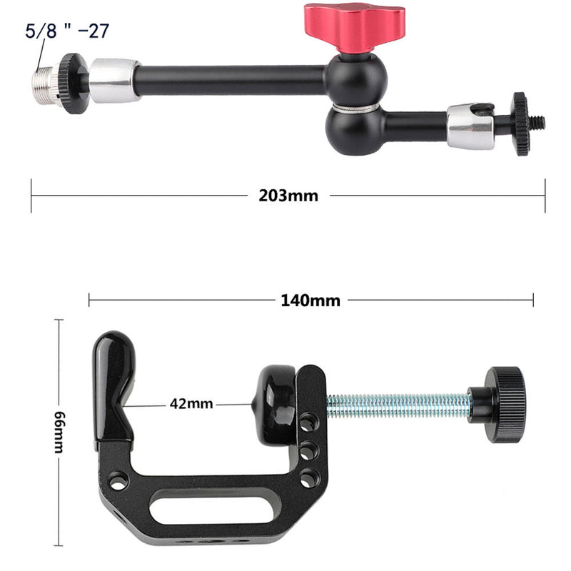 CAMVATE C-Clamp with 8" Magic Arm & 5/8"-27 Mic Adapter