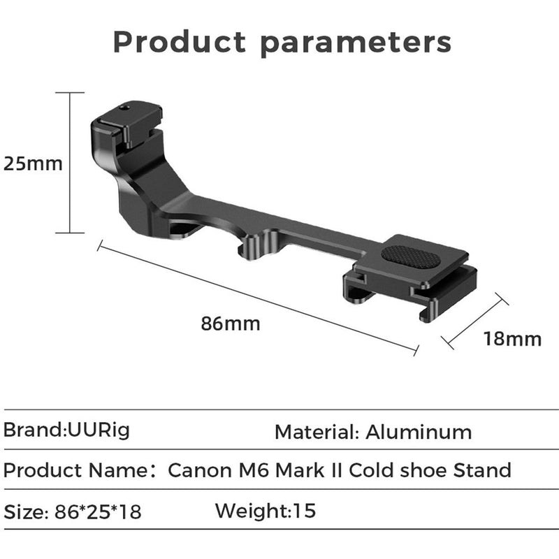 UURig Double Hot Shoe Bracket for Canon M6 Mark II DSLR Camera