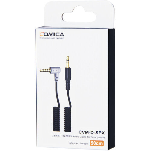 Comica Audio CVM-D-SPX 3.5mm TRS Male to Right-Angle 3.5mm TRRS Male Coiled Adapter Cable for Smartphones