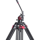 CAME-TV TP-605A Aluminum Video Tripod with Fluid Head, Ground Spreader, and Bag