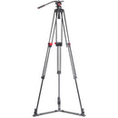 CAME-TV TP-605A Aluminum Video Tripod with Fluid Head, Ground Spreader, and Bag