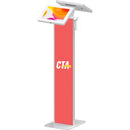 CTA Digital Dual Tablet Locking Kiosk with Graphic Slot & Sanitizer Dispenser (White)