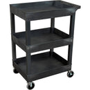 Luxor 24" X 18" Plastic Utility Tub Cart - Three Shelves With Outrigger Utility Cart Bins