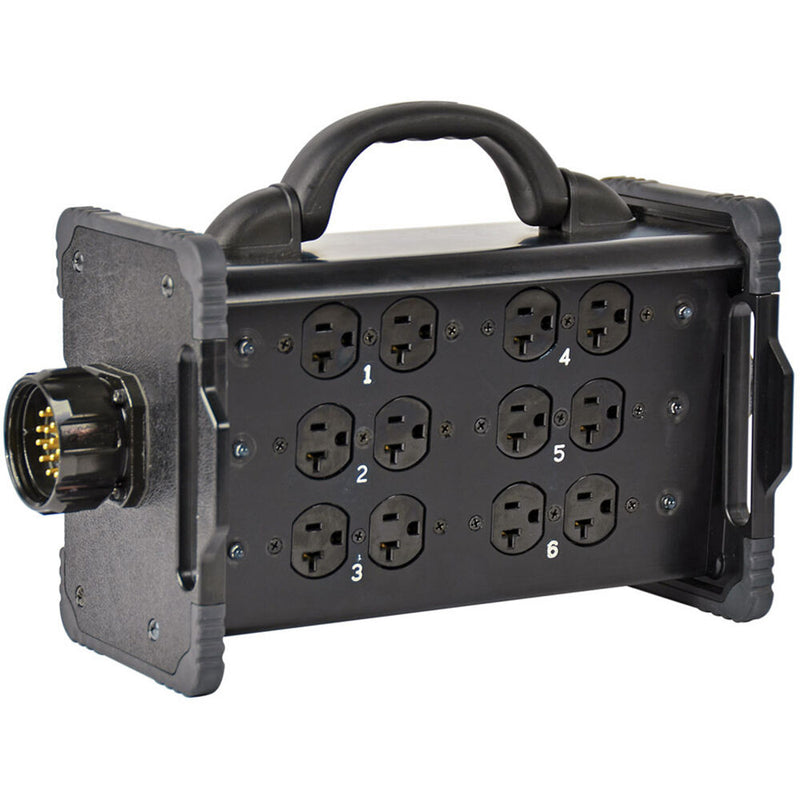 Lex Products 20A Bento Box with LSC19 Inlet and Feed Thru, (6) 5-20 Duplex Receptacles