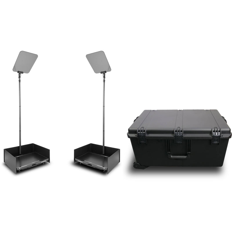 Prompter People Proline Stage Pro 24 Pr/Rev.Teleprompters,1690C Case,D-Amp,2 2F Foot Cables,Flip (Carbon)