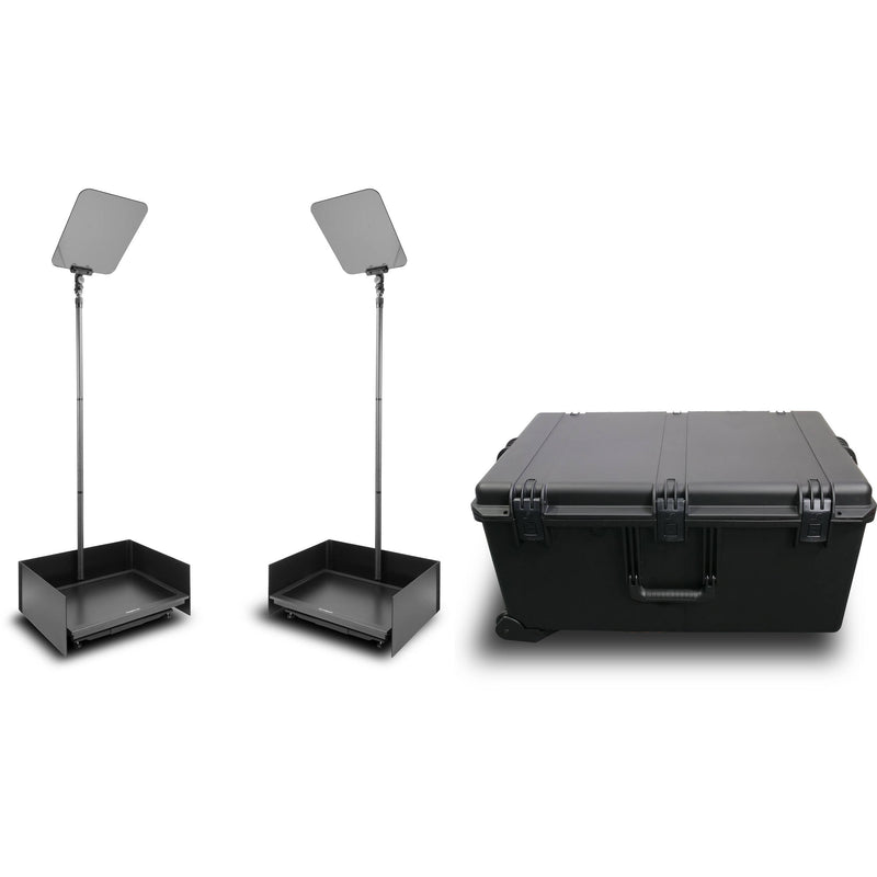 Prompter People Proline Stage Pro 24 Pair/2 HiBright Rev.Teleprompters,DAmp,2 2F Foot Cables/Flip/Case(Carbon)