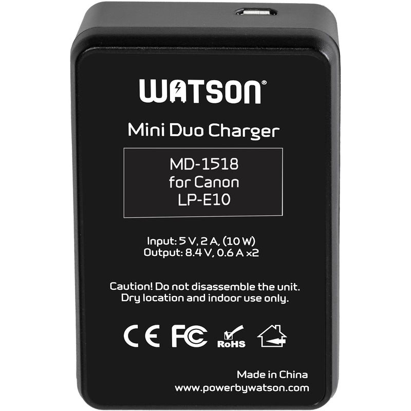 Watson Mini Duo Charger for Canon LP-E10 Batteries