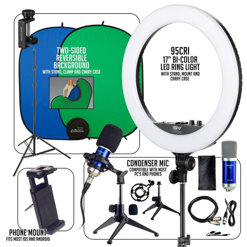 Smith-Victor Basic Smartphone / Ring Light Desktop Work-From-Home AV Kit