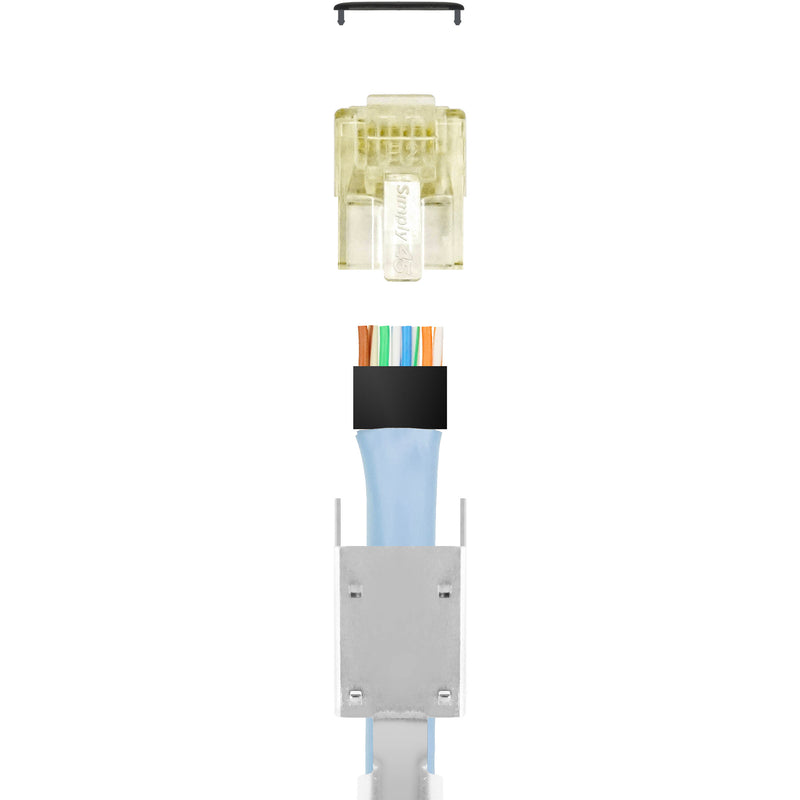 Simply45 ProSeries Cat 7a/7/6a STP Shielded External Ground Pass-Through Modular Plug (50-Piece Jar)