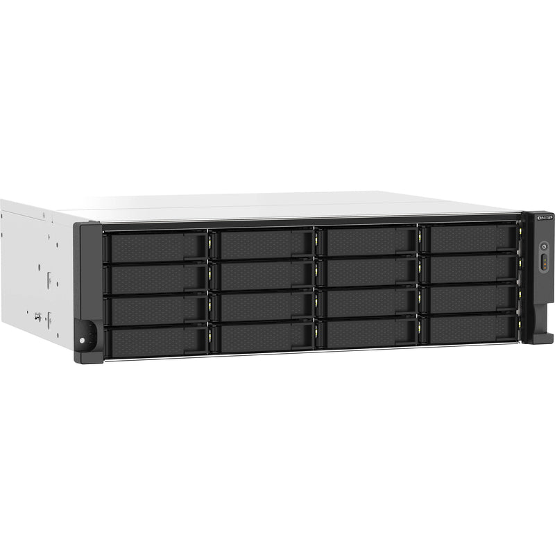 QNAP 3U 16-Bay Nas/Iscsi Ip-San. Amd Ryzen V1500B Quad-Core 2.2Ghz 16Gb Ram 2X2.5Gbe Lan Redundant Psu