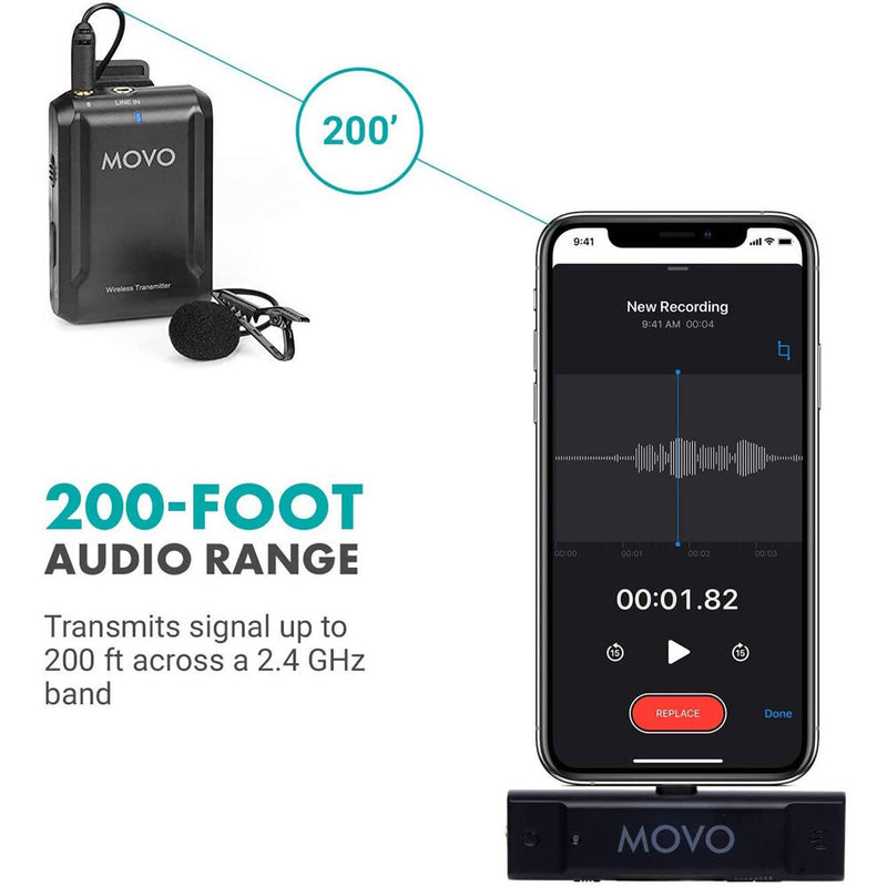 Movo Photo EDGE-DI Digital Wireless Omni Lavalier Microphone System for iPhones (2.4 GHz)