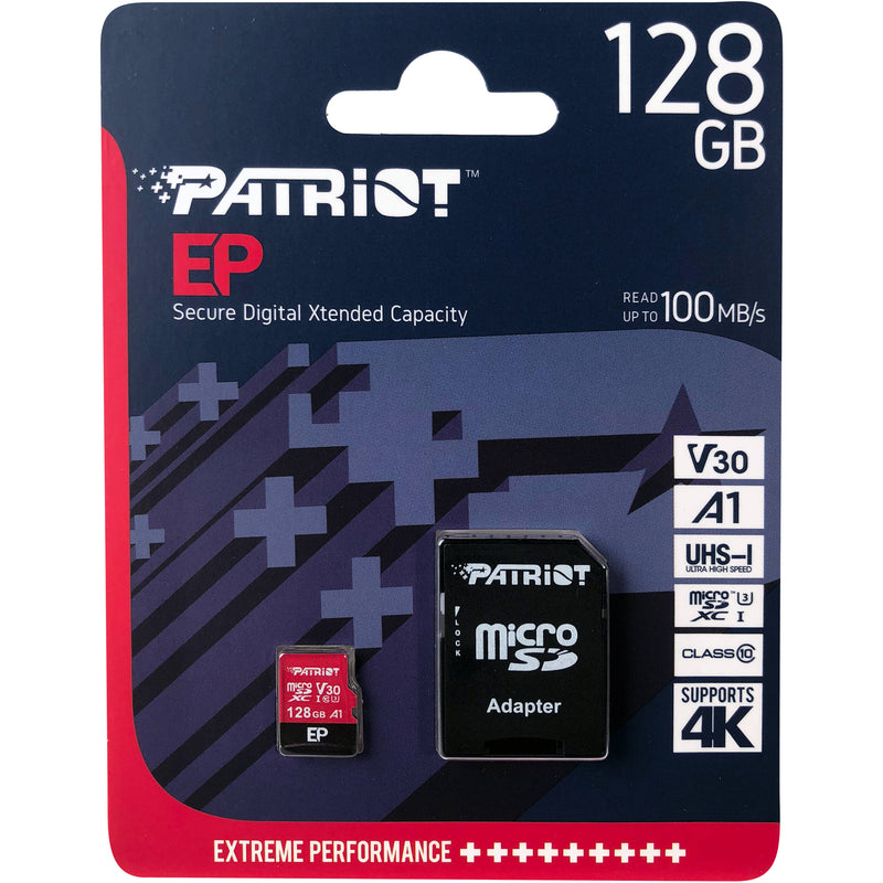 Patriot EP Series 128GB Micro SDXC V30 UHS-1, U3, C10, A1 Flash
