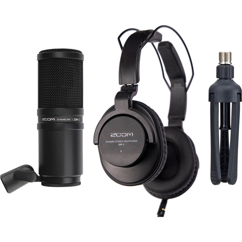 Zoom H6 All Black Podcast Mic Kit with Handy Recorder, Mic, Headphones & Stand