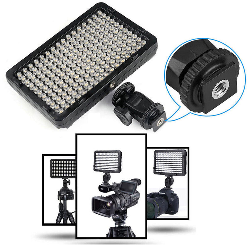 Bescor WAFFLE 176-Bulb On-Camera LED Light, Battery, Charger & AC Adapter Kit