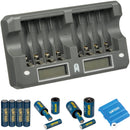 Watson 8-Bay Rapid Charger with MX AA NiMH and CX AA Rechargeable NiMH Battery Kit