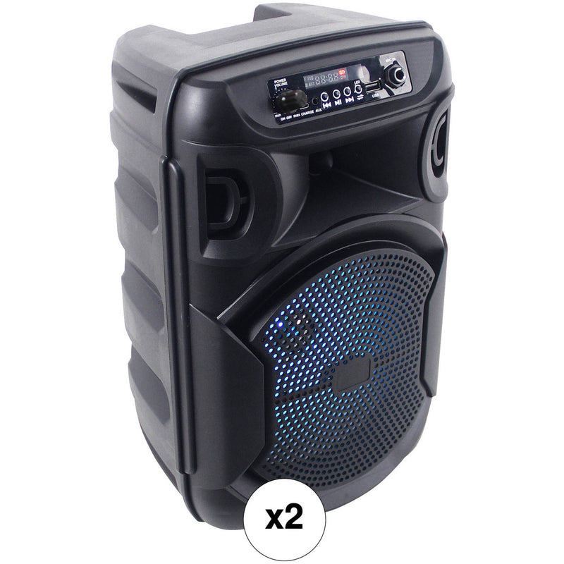 Technical Pro BOOM8 Rechargeable 8" Bluetooth LED Speaker Kit (Pair)