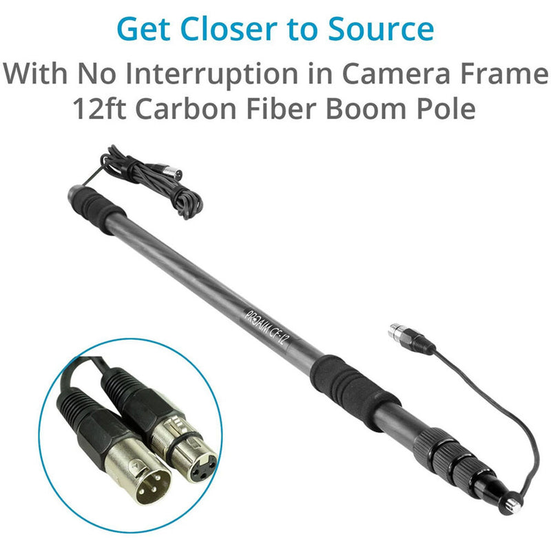 Proaim 12' Carbon Fiber Boompole with XLR Cable and Blimp-Style Windshield