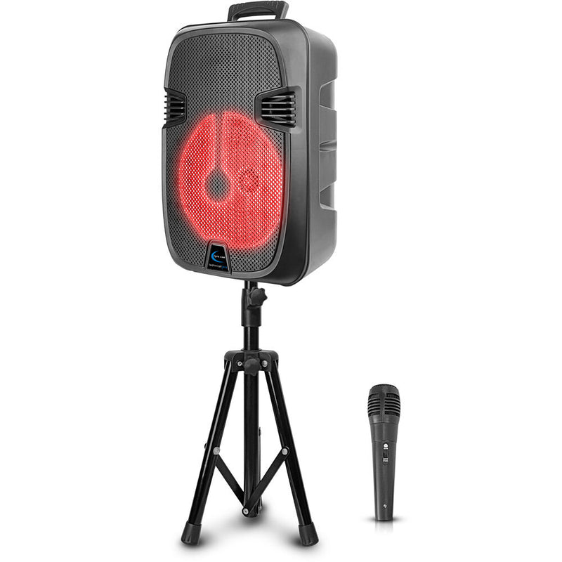 Technical Pro JB12PKG Rechargeable LED 12" Active Wireless Loudspeaker Package with Tripod, Microphone, and Cable