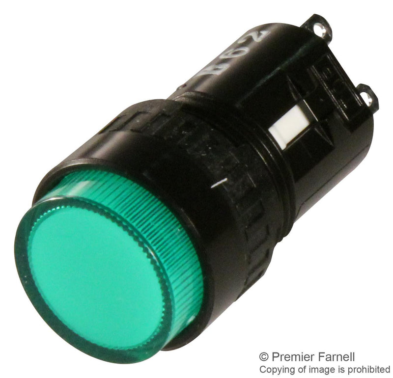 IDEC AP6M122-G PANEL MOUNT INDICATOR, LED, 16MM, GREEN, 24V