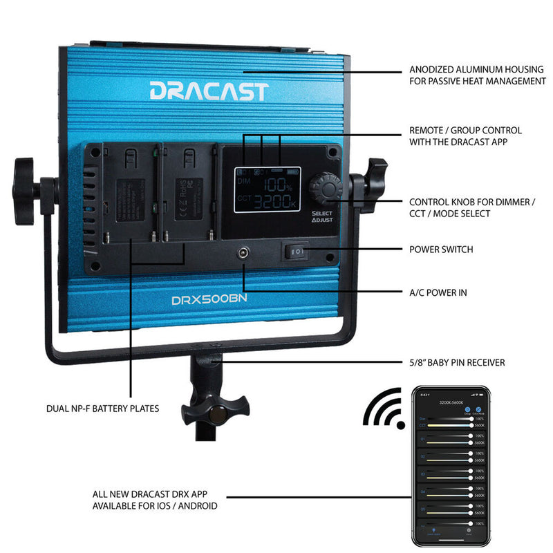 Dracast X-Series 500 Bi-Color Smart LED Panel