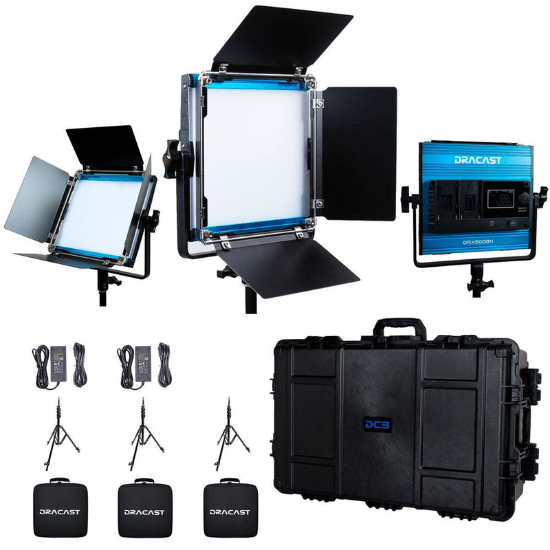 Dracast X-Series 500 Bi-Color 3-LED Panel Kit with Hard Case