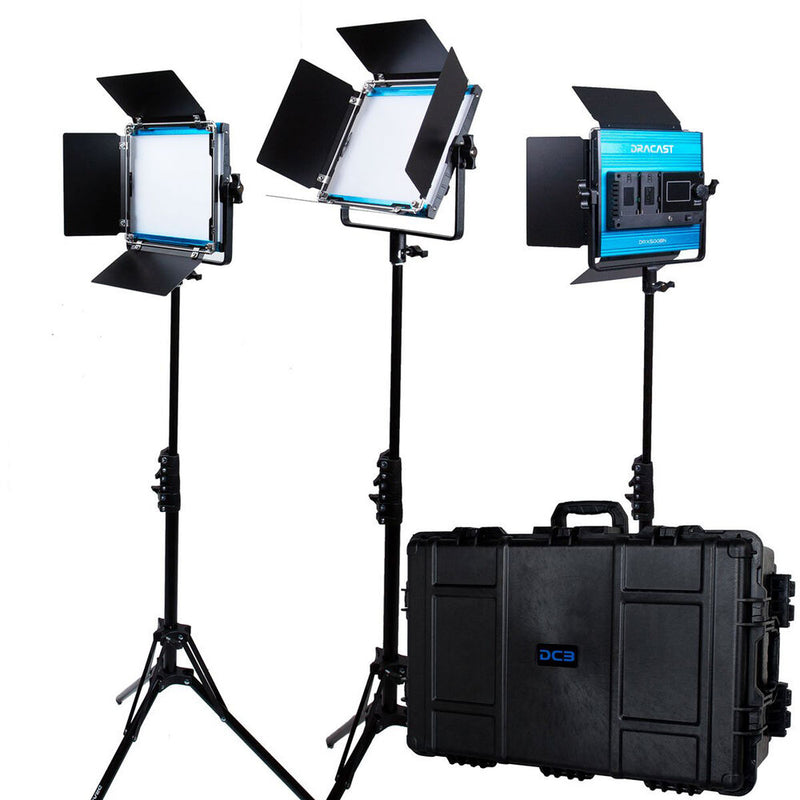 Dracast X-Series 500 Bi-Color 3-LED Panel Kit with Hard Case