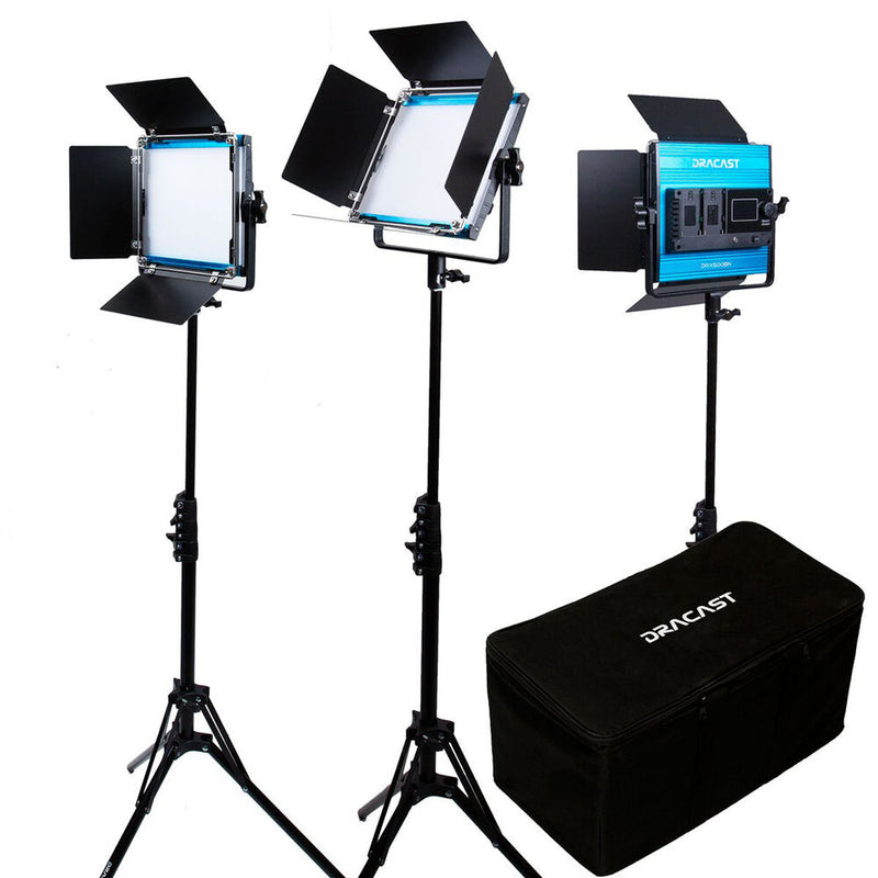 Dracast X-Series 500 Bi-Color 3-LED Panel Kit with Hard Case