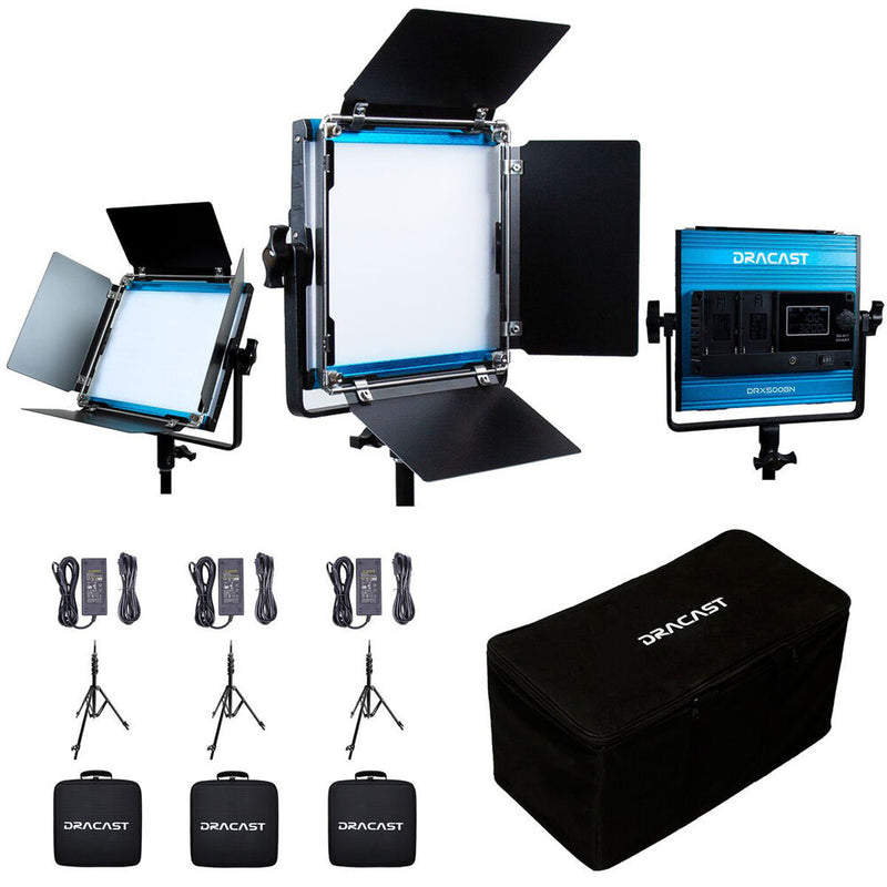 Dracast X-Series 500 Bi-Color 3-LED Panel Kit with Hard Case