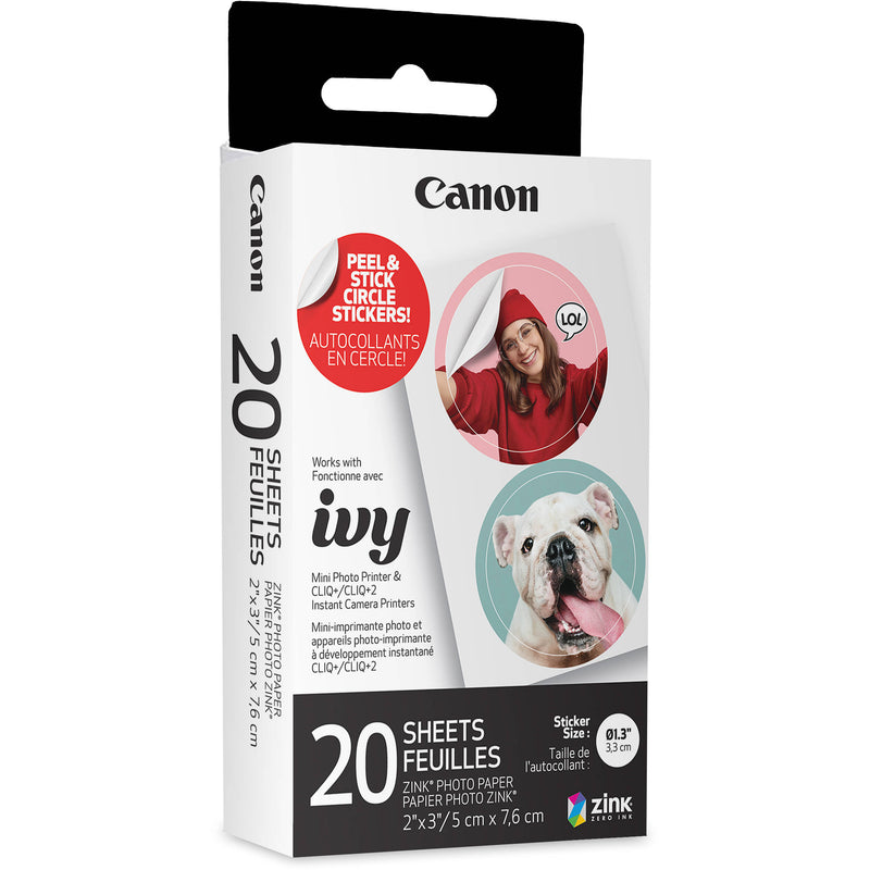 Canon ZINK Pre-Cut Circle Sticker Paper Pack (20 Sheets)