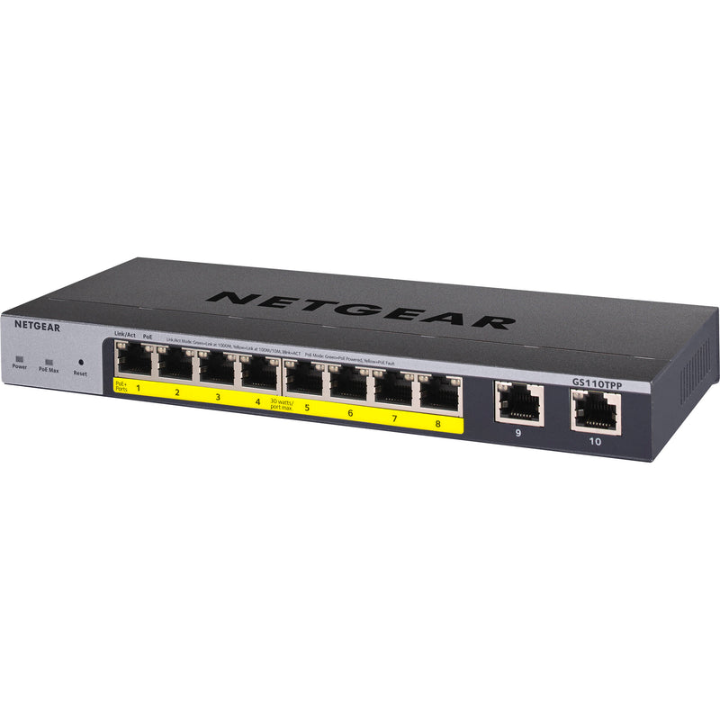 Netgear ProSAFE GS110TP 8-Port Gigabit PoE-Compliant Managed Switch with SFP