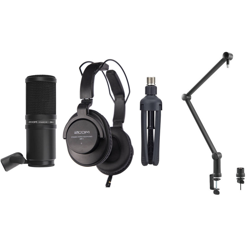 Zoom ZDM-1 2-Person Podcast Mic Pack Kit with Headphones, Mic Cables, and Boom Arms