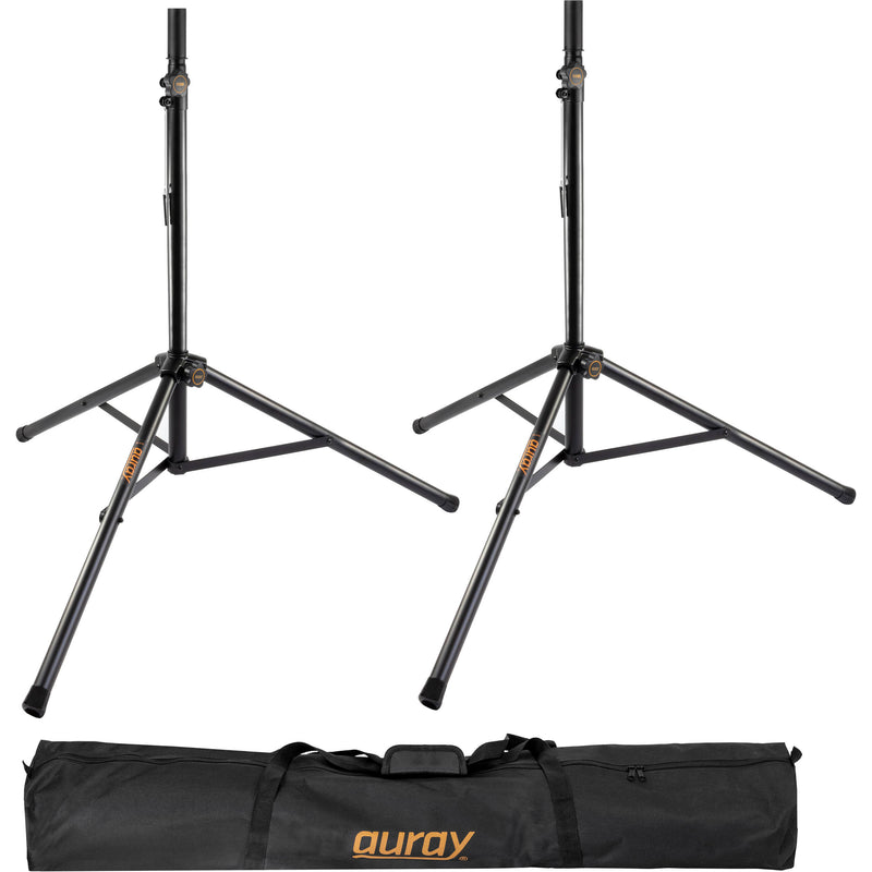 Auray SS-47S-PB Deluxe Height-Adjustable Steel Speaker Stands with Tripod Base and Carrying Case