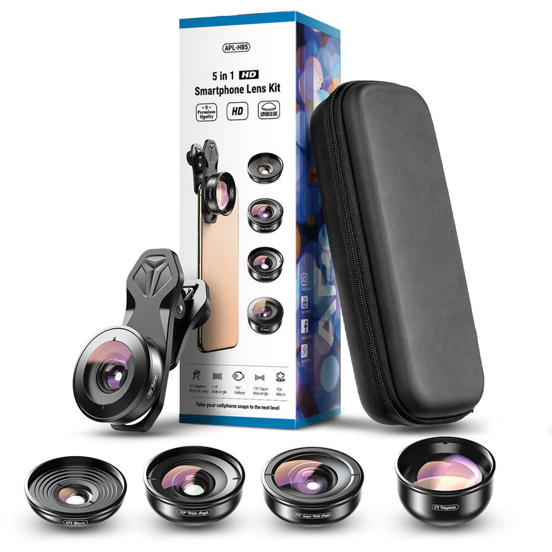 Apexel 4K HD Mobile Phone 5-in-1 Camera Lens Kit