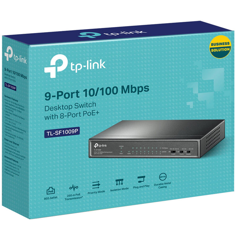 TP-Link TL-SF1009P 9-Port 10/100 Mb/s PoE+ Compliant Unmanaged Switch