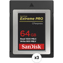 SanDisk 512GB Extreme PRO CFexpress Card Type B (3-Pack)