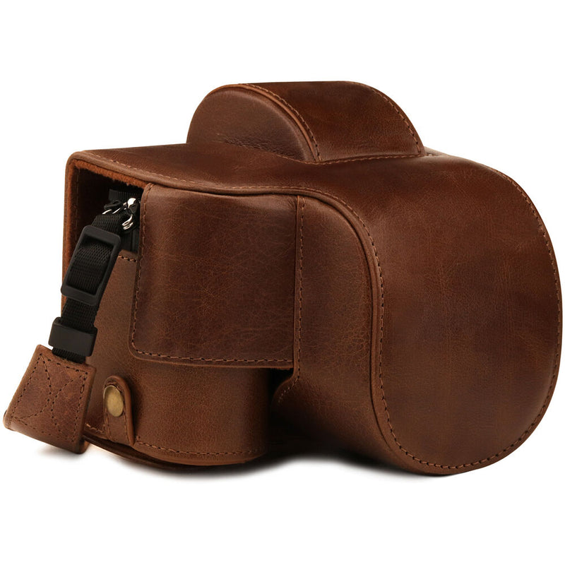 MegaGear Ever Ready Top Grain Leather Case for Nikon Z 50 with 16-50mm Lens (Brown)