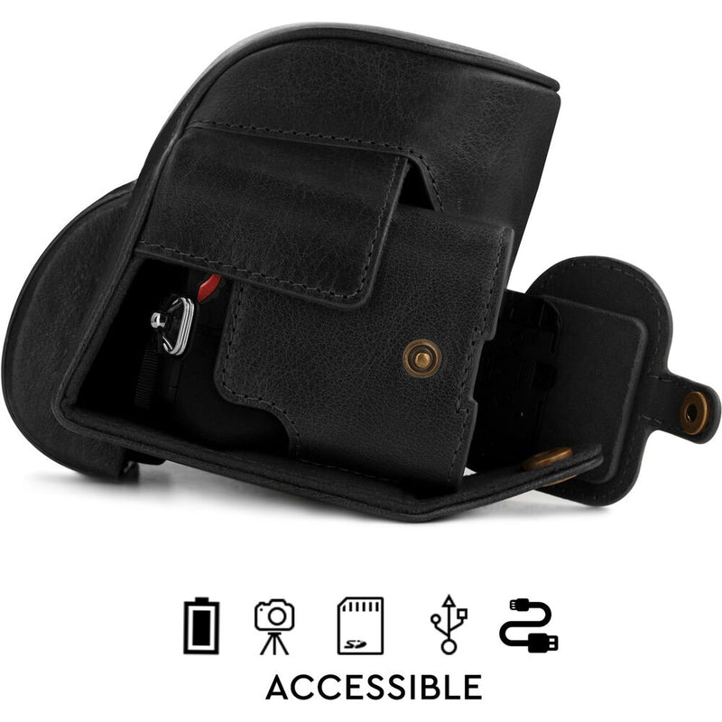MegaGear Ever Ready Top Grain Leather Case for Nikon Z 50 with 16-50mm Lens (Black)