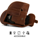 MegaGear Ever Ready Top Grain Leather Case for Nikon Z 50 with 16-50mm Lens (Brown)