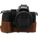 MegaGear Ever Ready Top Grain Leather Case for Nikon Z 50 with 16-50mm Lens (Brown)