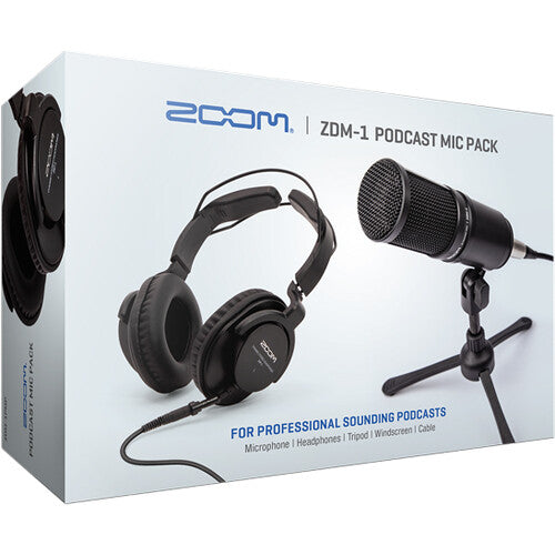 Zoom ZDM-1 2-Person Podcast Mic Pack Kit with Headphones, Mic Cables, and Boom Arms